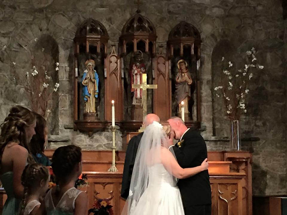 A wedding ceremony at the Stone Church
